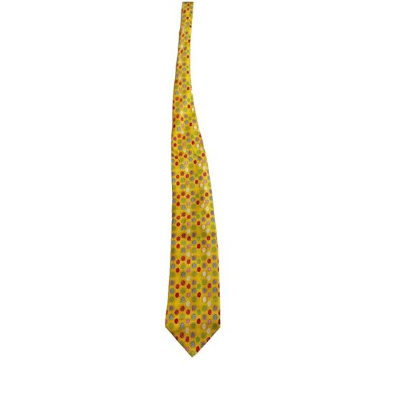 Wild Ties Starburst Easter Eggs Holiday Necktie Yellow 100% Silk - Picture 3 of 7